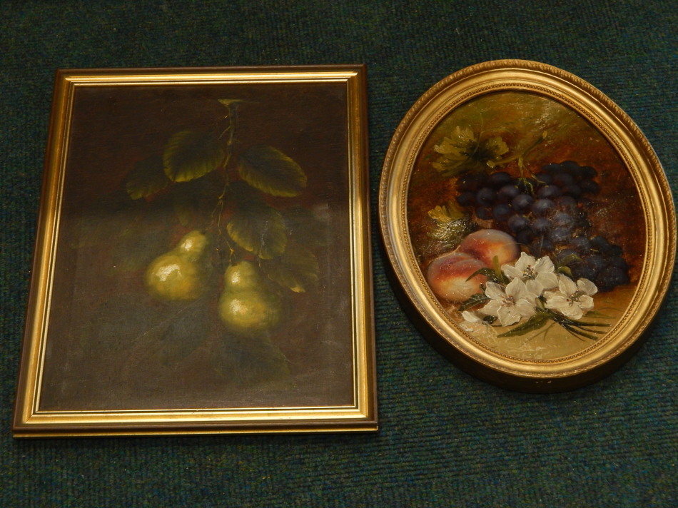 Appraisal: Evelyn Chester - Still life with fruit and flowers oil