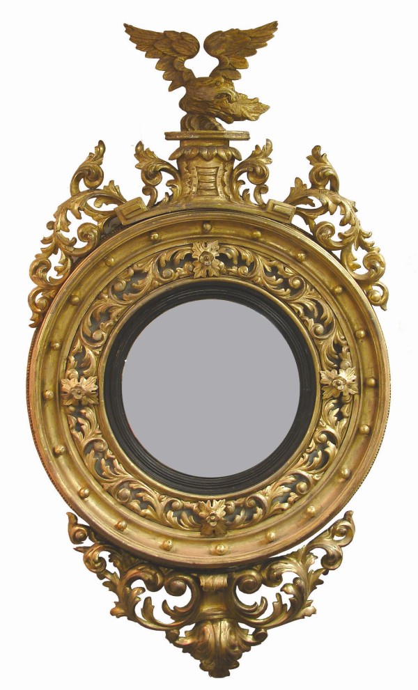 Appraisal: Mirror features ornate decoration with eagle at upper portion mirror