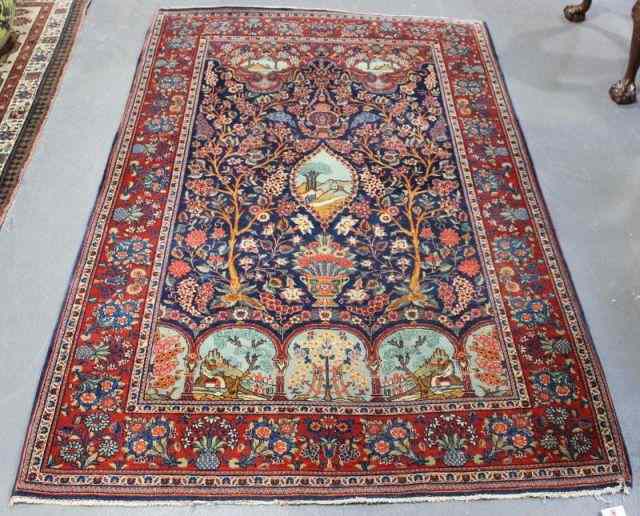 Appraisal: Vintage Oriental Garden Carpet Finely woven with trees and an