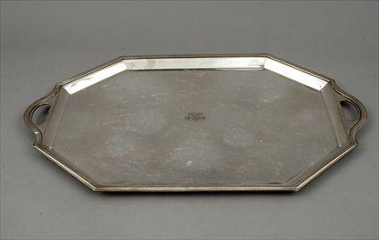 Appraisal: Silverplate Octagonal Two-Handled Tray in handle to handle