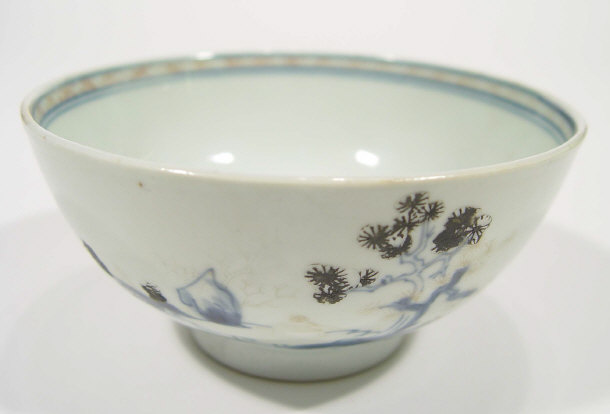 Appraisal: Nanking Cargo Chinese porcelain bowl with blue painted and enamelled