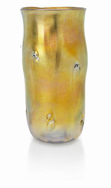 Appraisal: A Tiffany Favrile glass dimpled vase circa signed and numbered