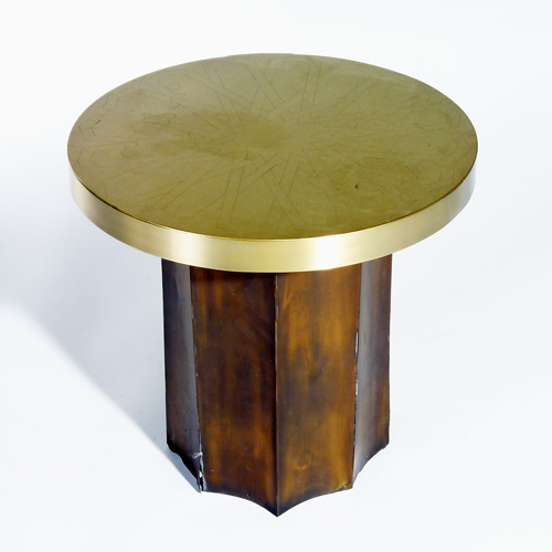 Appraisal: PHILIP KELVIN LAVERNE Small side table with circular etched brass