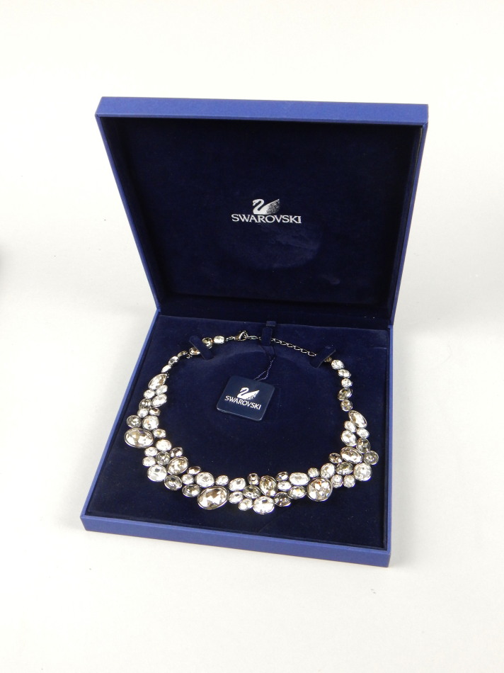 Appraisal: A Swarovski crystal necklace with three colour modern design boxed