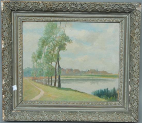 Appraisal: MOLLET CHARLES OIL ON PANEL French landscape depicting a tree