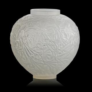 Appraisal: LALIQUE Gui vase opalescent glass LALIQUE Gui vase France des