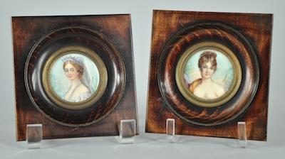 Appraisal: A Pair of Miniature Portraits on Ivory The first of