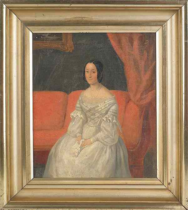 Appraisal: Continental oil on canvas portrait of a woman ca x