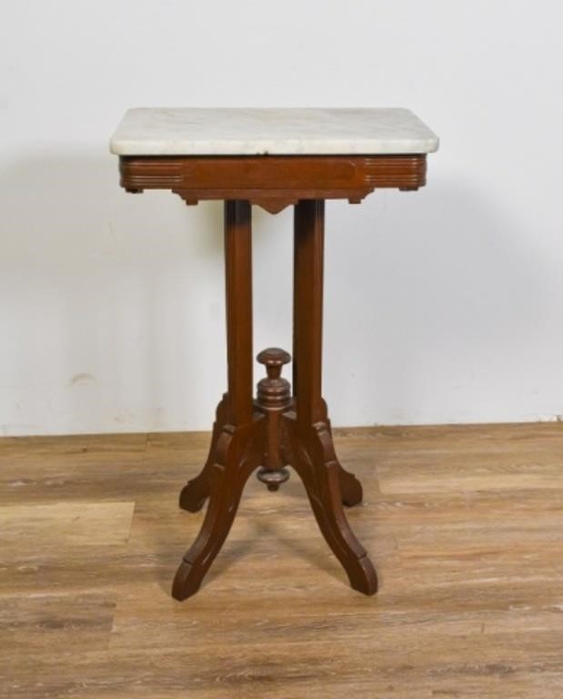 Appraisal: MARBLE TOP MAHOGANY VICTORIAN SIDE TABLEMarble top mahogany Victorian side