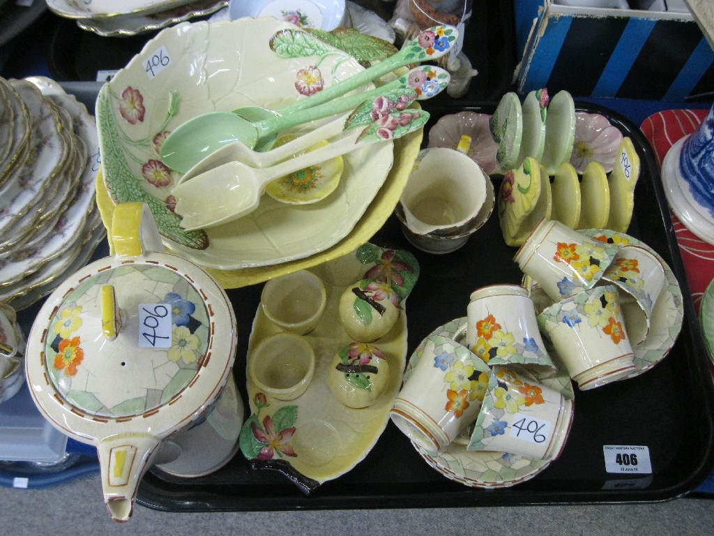 Appraisal: Tray lot to include Crown Devon six settings coffee set