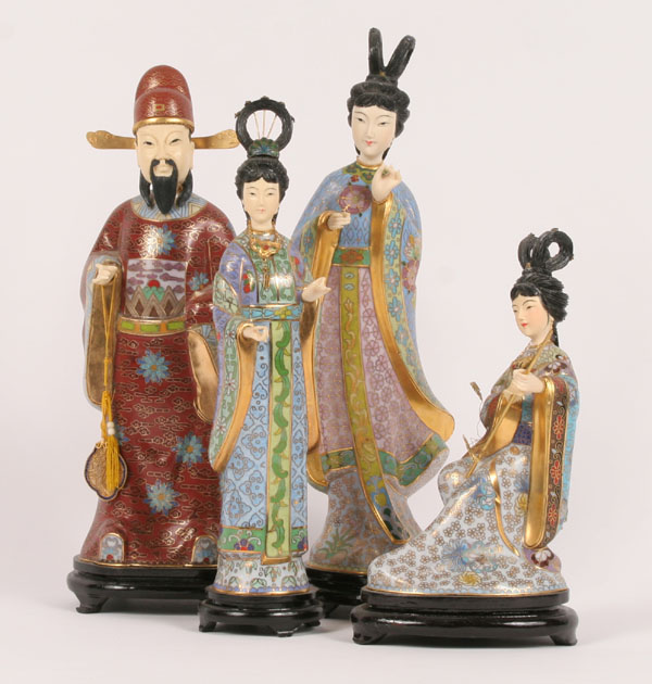 Appraisal: Lot of pieces cloisonne Chinese figures costumed male and female