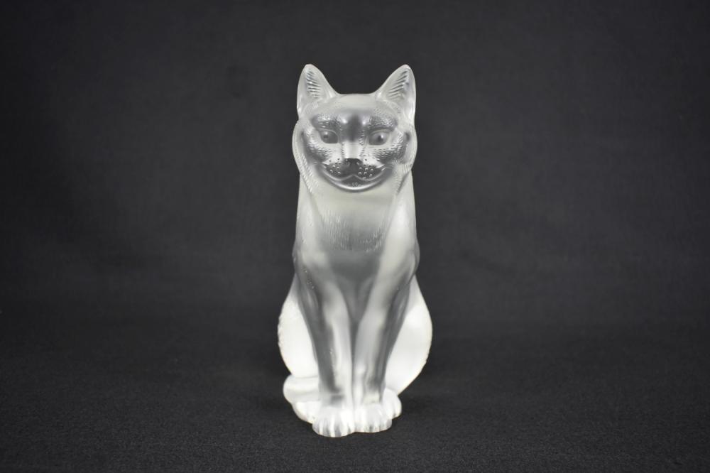 Appraisal: LALIQUE FROSTED GLASS CATModern Signed in script Lalique France The