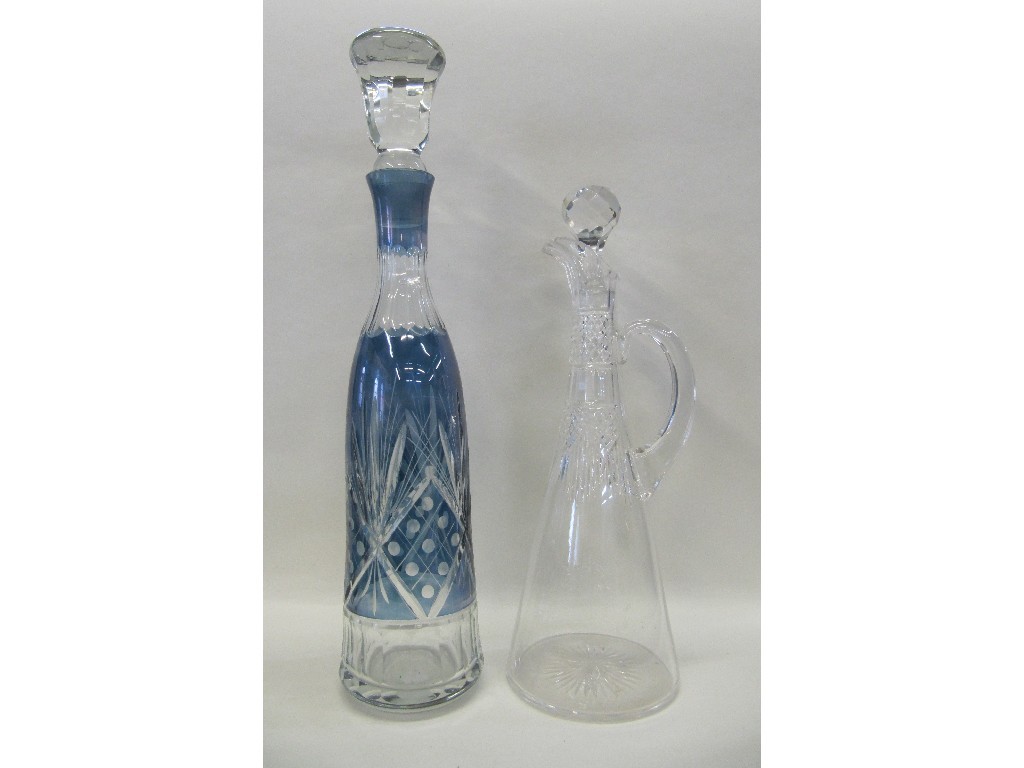 Appraisal: Crystal decanter and jug pair of brass candl