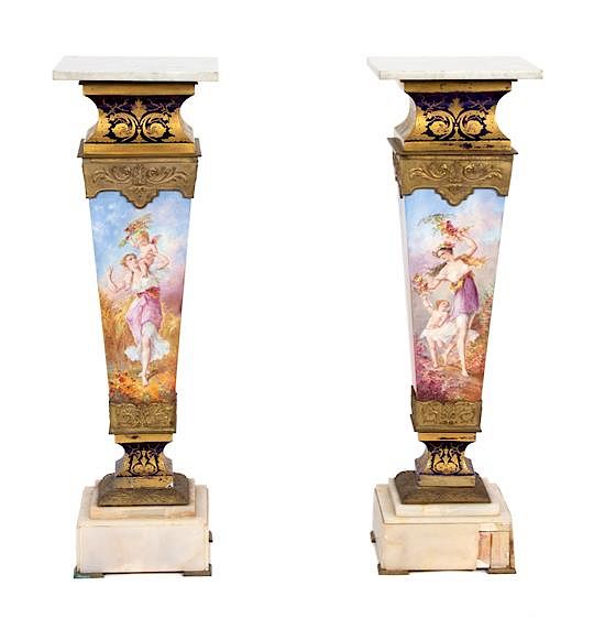 Appraisal: A Pair of Gilt Bronze Mounted Sevres Style Porcelain Marble