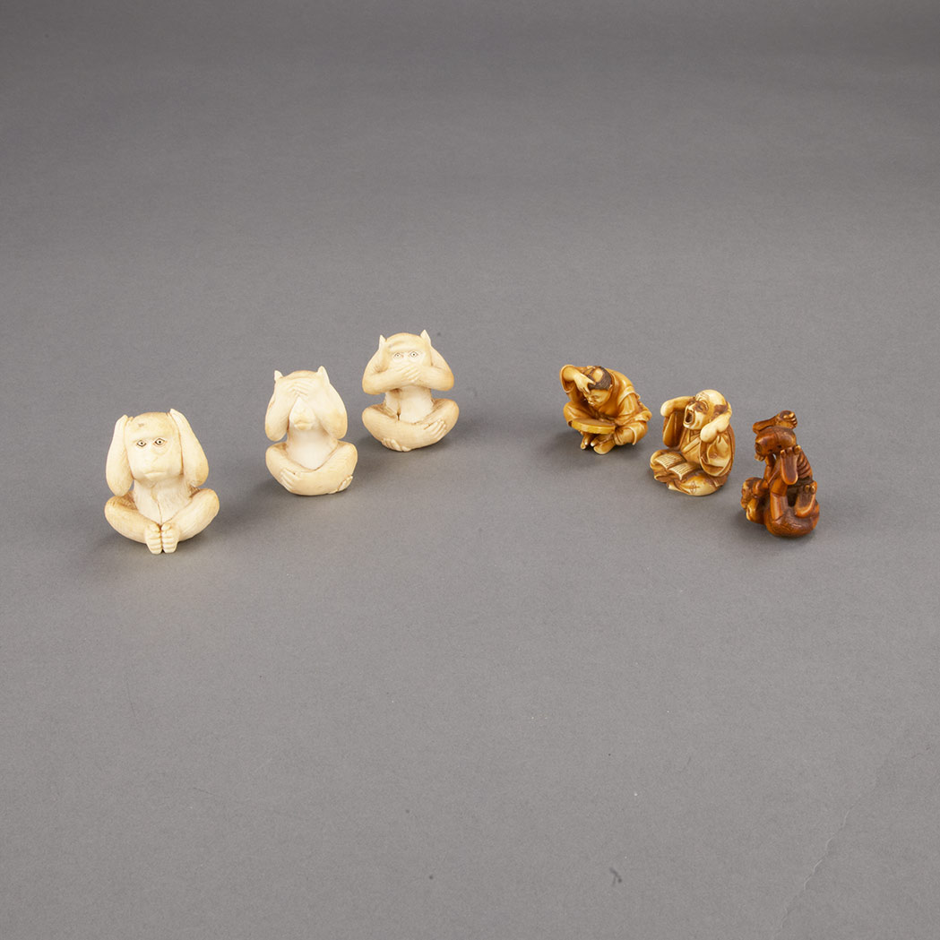 Appraisal: Group of Six Japanese Ivory Articles Early th century Comprising