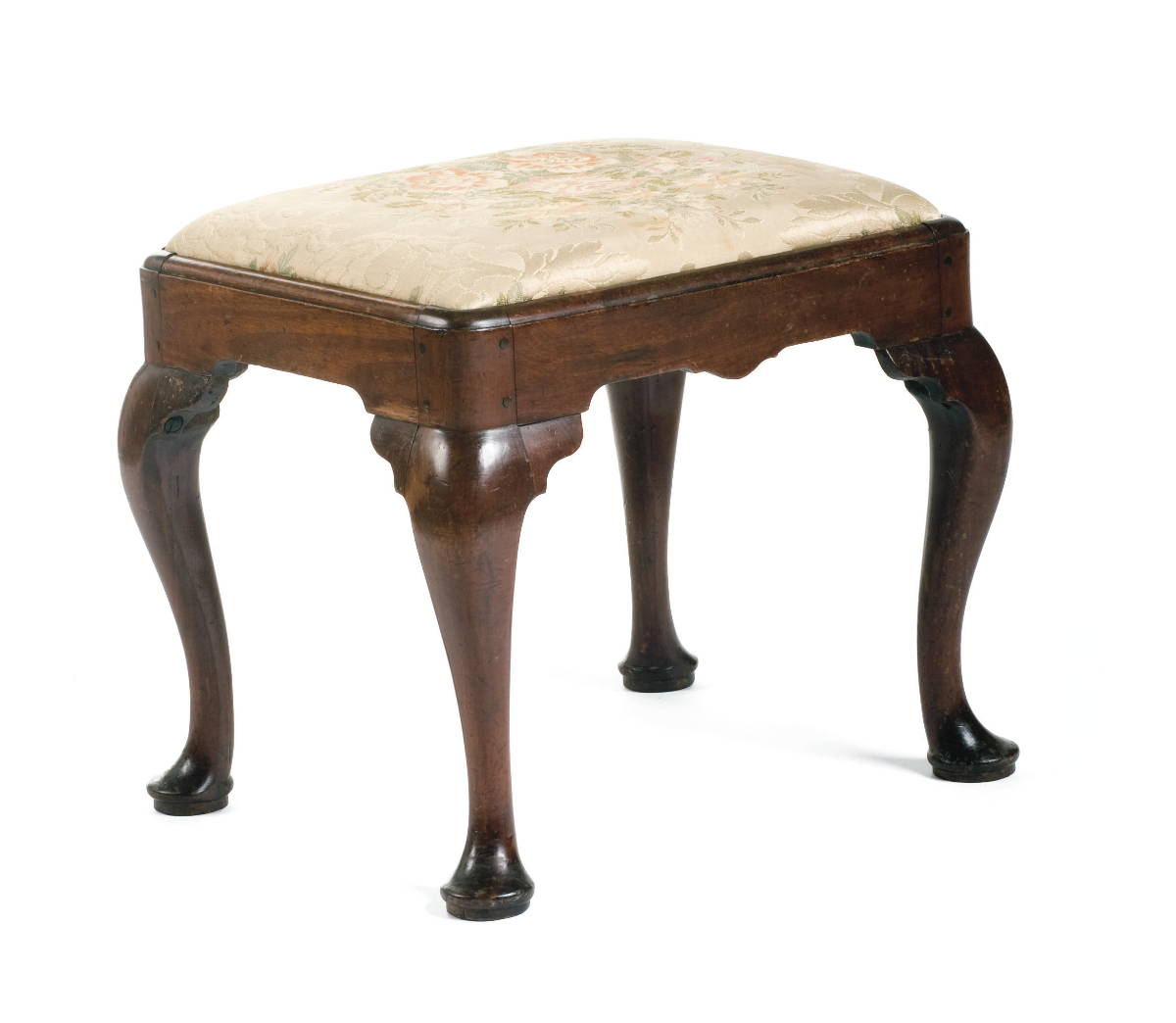 Appraisal: ENGLISH QUEEN ANNE MAHOGANY FOOTSTOOL The rectangular slip seat above