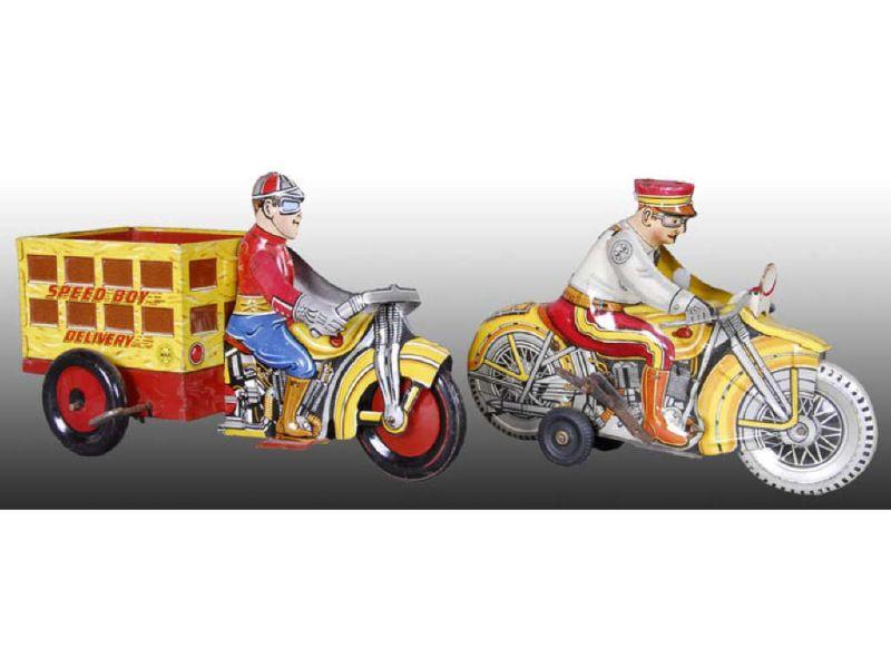 Appraisal: Lot of Tin Marx Wind-Up Motorcycle Toys Description '' L