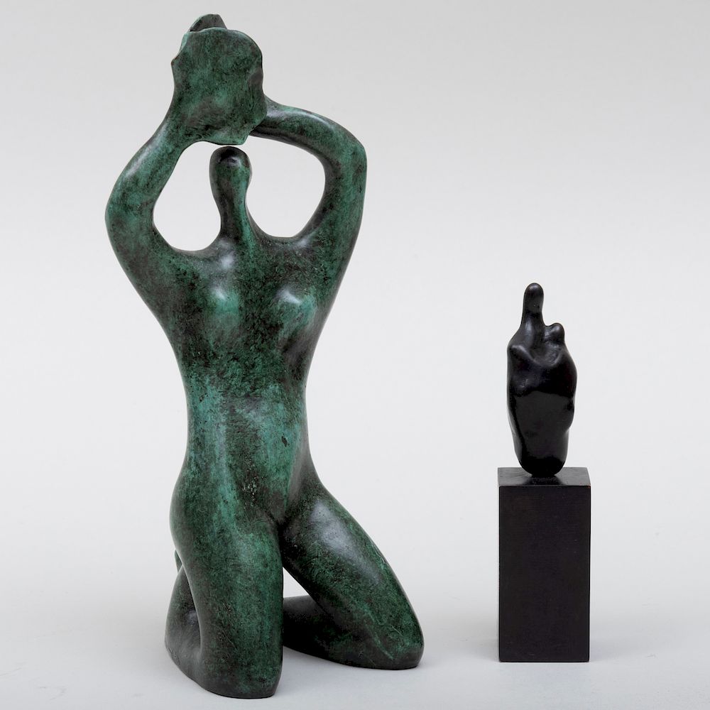 Appraisal: Marzia Colonna b Kneeling Figure Bronze with green patina signed