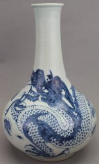 Appraisal: Early Antique Blue White Chinese Dragon Vase Early Antique Blue