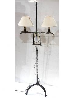 Appraisal: Spanish Revival wrought iron floor lamp having two scrolled arms