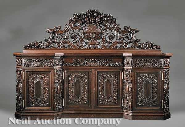 Appraisal: A Monumental Continental Renaissance Revival Carved Oak Sideboard late th