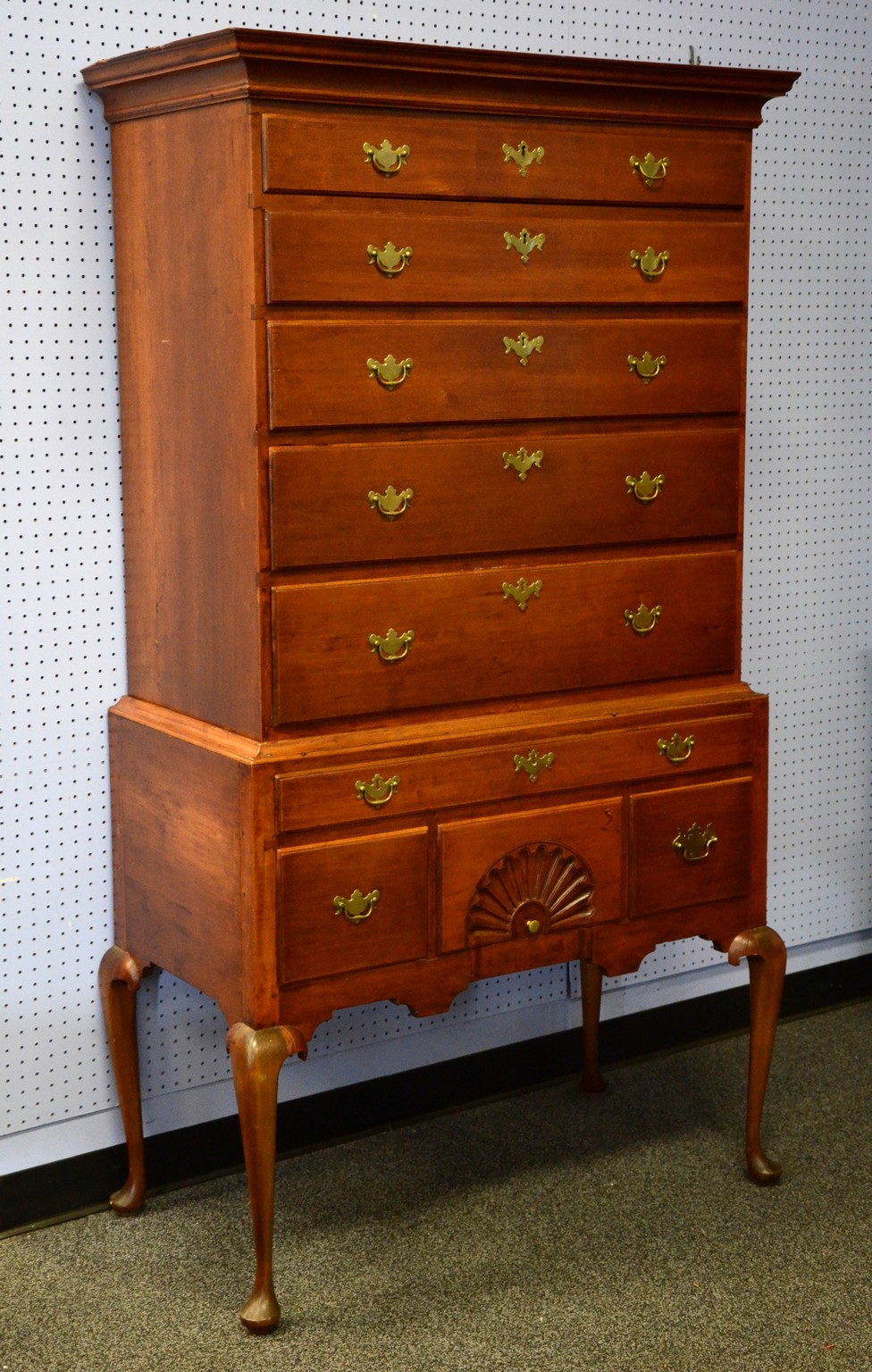 Appraisal: Cherry piece Queen Anne highboy New England c - top