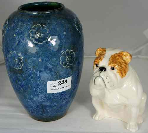 Appraisal: Royal Doulton Blue Lambethware Vase and Royal Doulton Bulldog DA