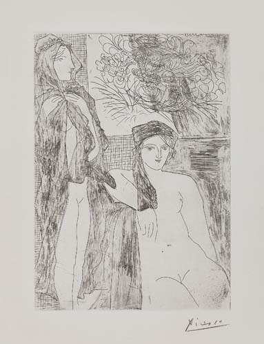 Appraisal: PABLO PICASSO Rembrandt et Deux Femmes Etching and scraping x