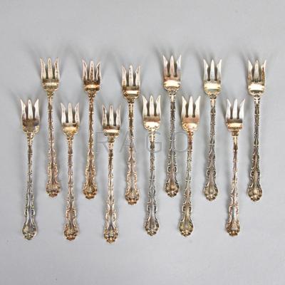 Appraisal: GORHAM SILVER STRASBOURG OYSTER FORKS oyster forks OT Condition Report