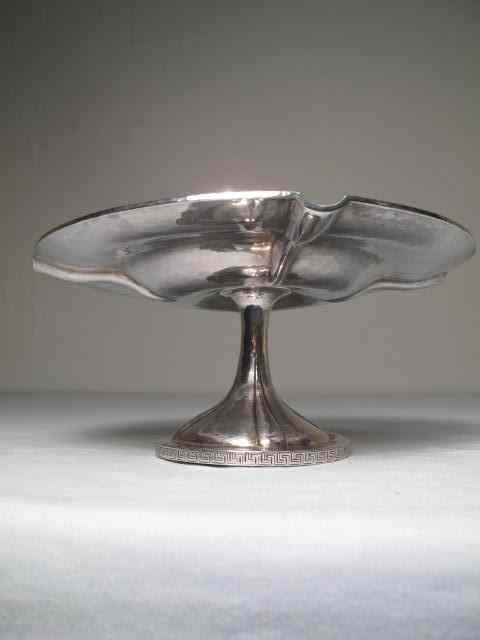 Appraisal: Marcus Co hammered sterling silver tazza with Greek key border