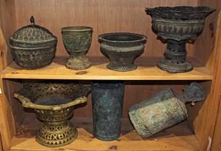 Appraisal: lot of Southeast Asian archiastic style patinated mixed metal vessels