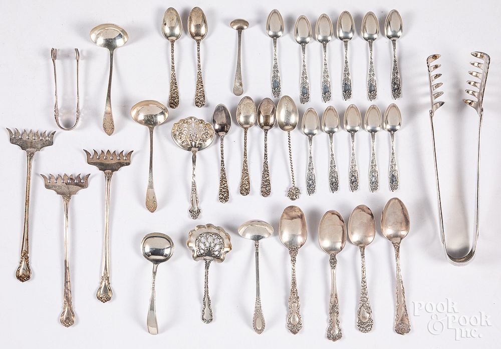 Appraisal: Sterling silver flatware and serving utensils Sterling silver flatware and