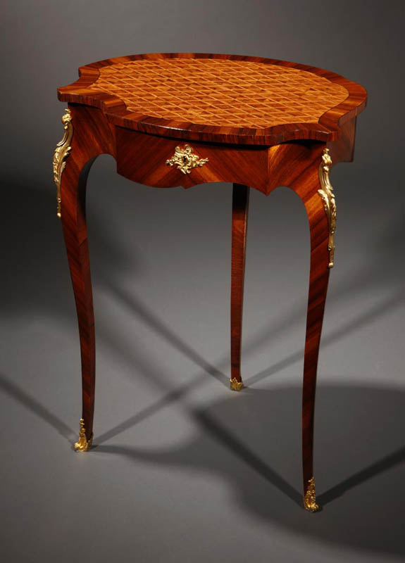 Appraisal: Louis XV style painted mahogany table a ouvrage Louis XV