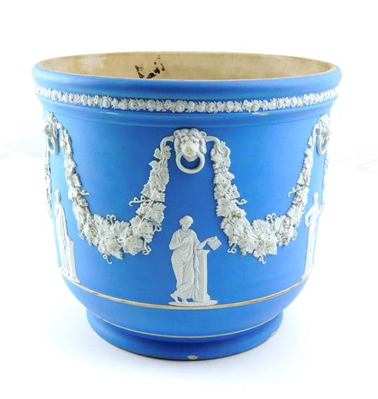 Appraisal: Wedgwood jardini re pale blue ground with white relief frieze