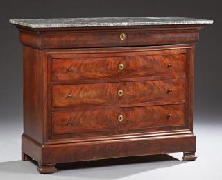 Appraisal: French Louis Philippe Carved Mahogany Marble Top C French Louis