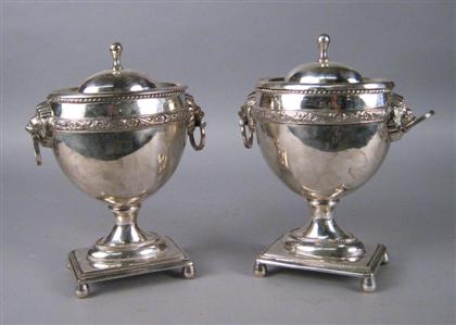 Appraisal: Pair of silver plate urn form lidded tureens th century