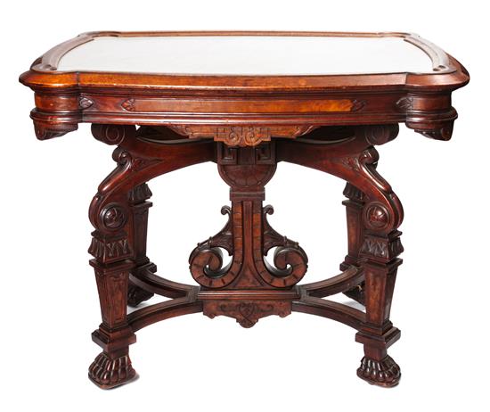 Appraisal: Sale Lot A Victorian Burlwood Center Table having a marble