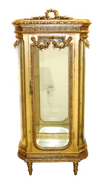 Appraisal: A Louis XV style giltwood vitrine cabinet height in width