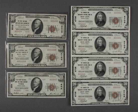 Appraisal: Group of United States small size National Bank Notes Series