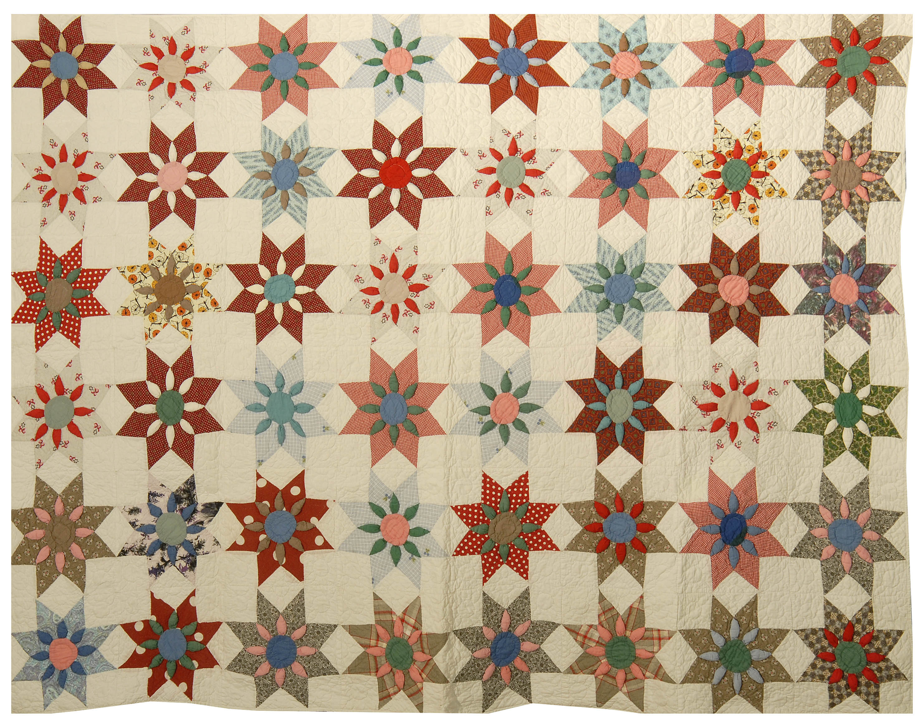 Appraisal: COTTON PIECED AND APPLIQU QUILT Circa In the Old Maid's