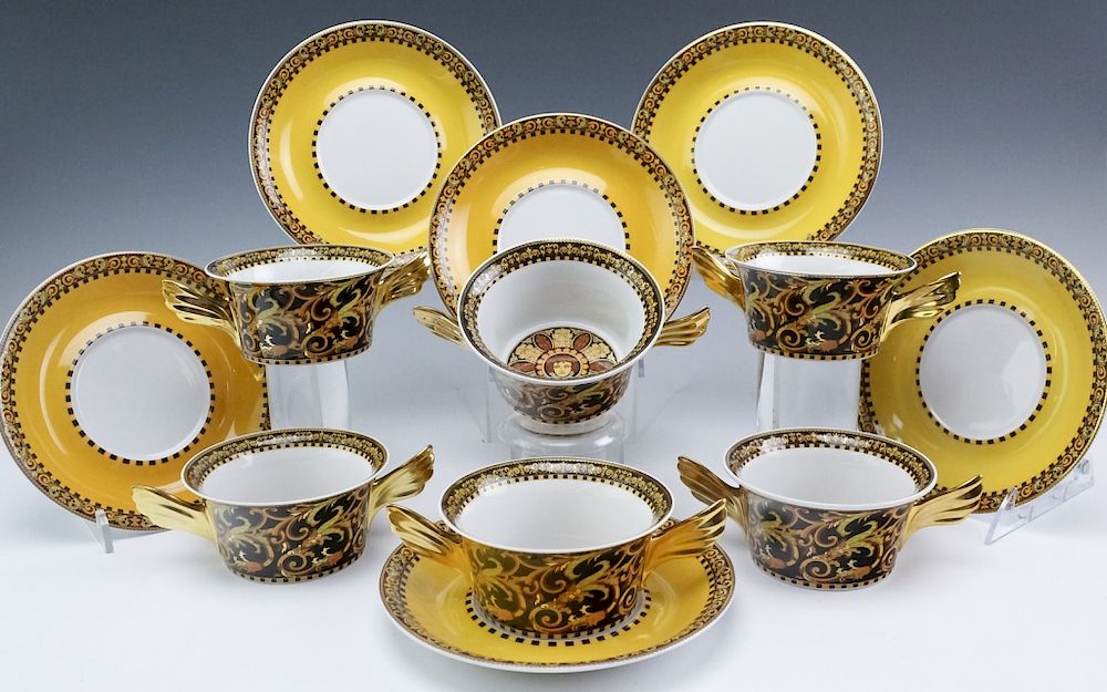 Appraisal: Versace Barocco Rosenthal Soup Bowls w Saucers Twelve piece double