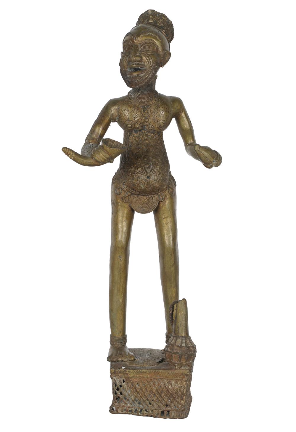 Appraisal: CAMEROON STYLE BRONZE FERTILITY FIGUREbronze Condition oxidation and weathering to