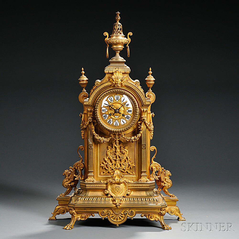 Appraisal: Gilt Bronze Renaissance Revival Mantel Clock Veerhoff Cie Amsterdam the