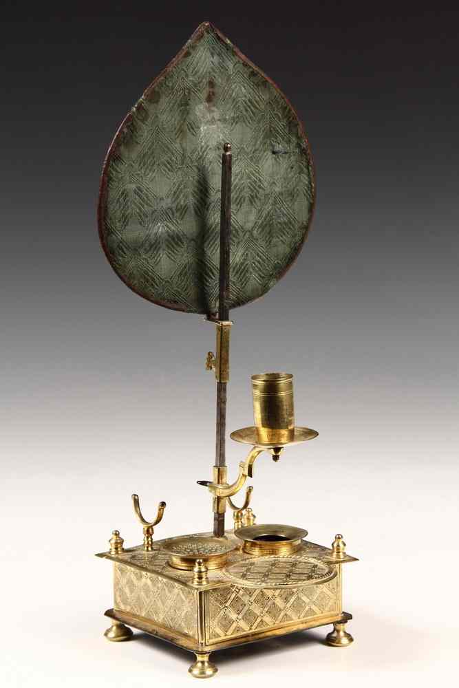 Appraisal: FINE th CENTURY CONTINENTAL GILT BRONZE PEN STAND WITH CANDLE