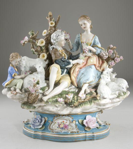 Appraisal: Dresden Figural Group th c bucolic modeling of a family