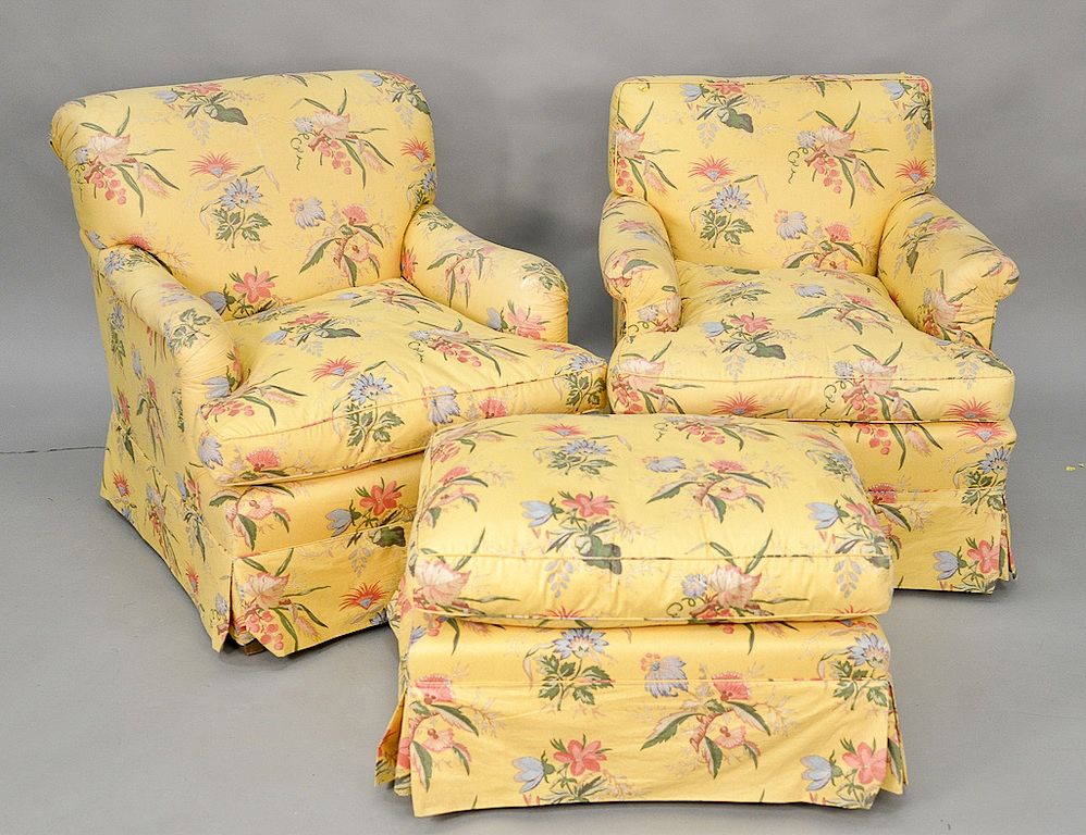 Appraisal: Four piece lot to include upholstered club chairs with one