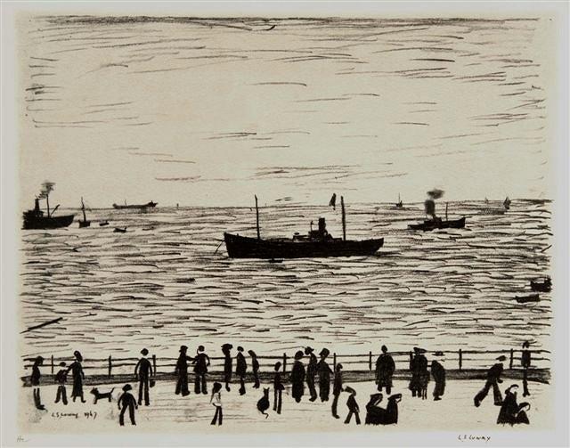 Appraisal: LAURENCE STEPHEN LOWRY British - 'Seaside Promenade' hors commerce edition