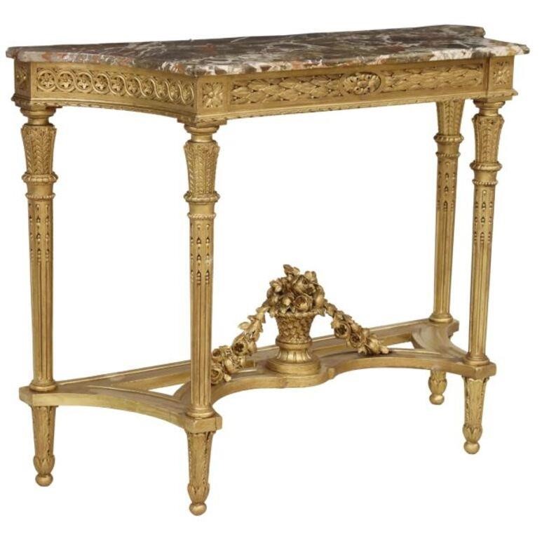 Appraisal: Louis XVI style marble-top console table late th c in