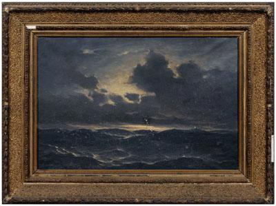 Appraisal: M Jensen-Hart painting seascape with storm clouds signed lower left