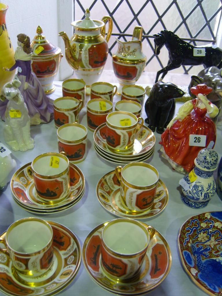 Appraisal: A quantity of continental coffee wares with gilded classical style